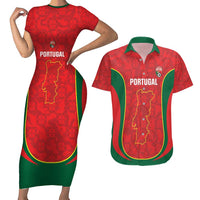 Custom Portugal Football Couples Matching Short Sleeve Bodycon Dress and Hawaiian Shirt 2026 Come On Selecao das Quinas - Red - Wonder Print Shop
