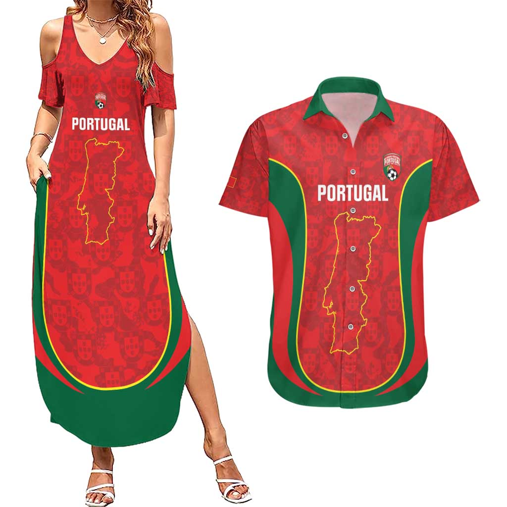 Custom Portugal Football Couples Matching Summer Maxi Dress and Hawaiian Shirt 2026 Come On Selecao das Quinas - Red - Wonder Print Shop