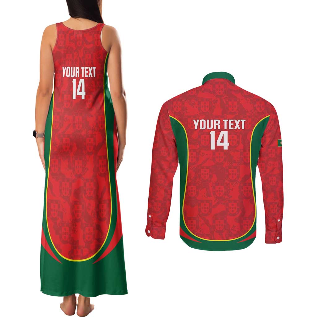 Custom Portugal Football Couples Matching Tank Maxi Dress and Long Sleeve Button Shirt 2026 Come On Selecao das Quinas - Red - Wonder Print Shop
