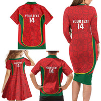 Custom Portugal Football Family Matching Long Sleeve Bodycon Dress and Hawaiian Shirt 2026 Come On Selecao das Quinas - Red - Wonder Print Shop