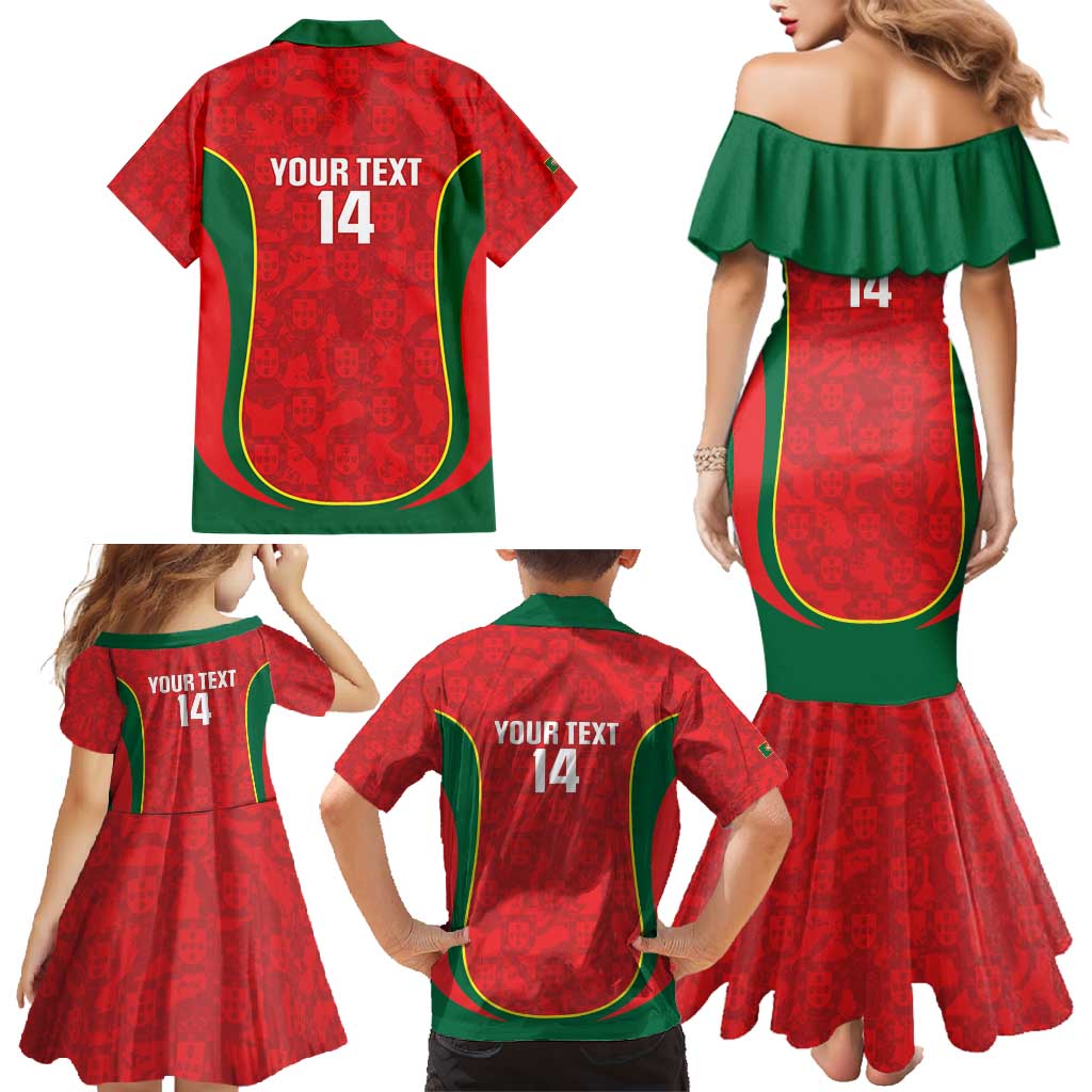 Custom Portugal Football Family Matching Mermaid Dress and Hawaiian Shirt 2026 Come On Selecao das Quinas - Red - Wonder Print Shop