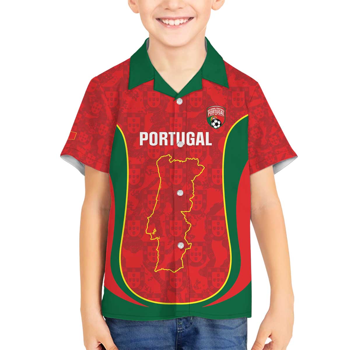 Custom Portugal Football Family Matching Off The Shoulder Long Sleeve Dress and Hawaiian Shirt 2026 Come On Selecao das Quinas - Red - Wonder Print Shop