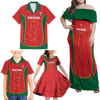Custom Portugal Football Family Matching Off Shoulder Maxi Dress and Hawaiian Shirt 2026 Come On Selecao das Quinas - Red - Wonder Print Shop