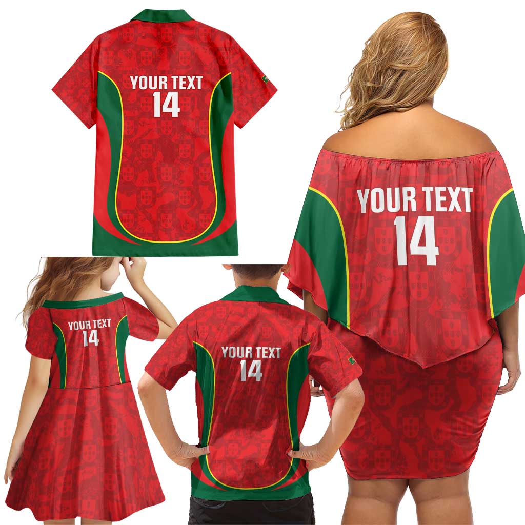 Custom Portugal Football Family Matching Off Shoulder Short Dress and Hawaiian Shirt 2026 Come On Selecao das Quinas - Red - Wonder Print Shop