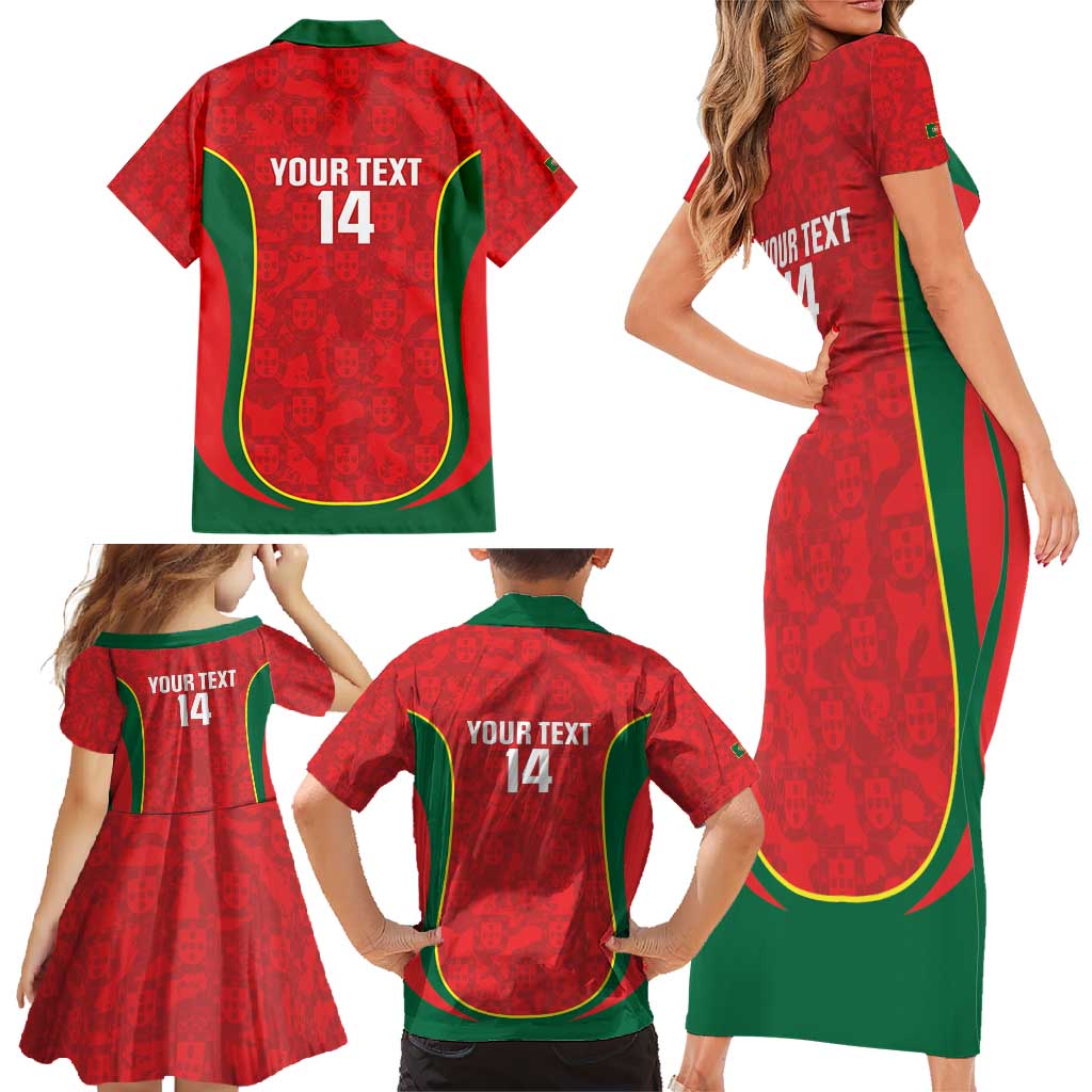 Custom Portugal Football Family Matching Short Sleeve Bodycon Dress and Hawaiian Shirt 2026 Come On Selecao das Quinas - Red - Wonder Print Shop
