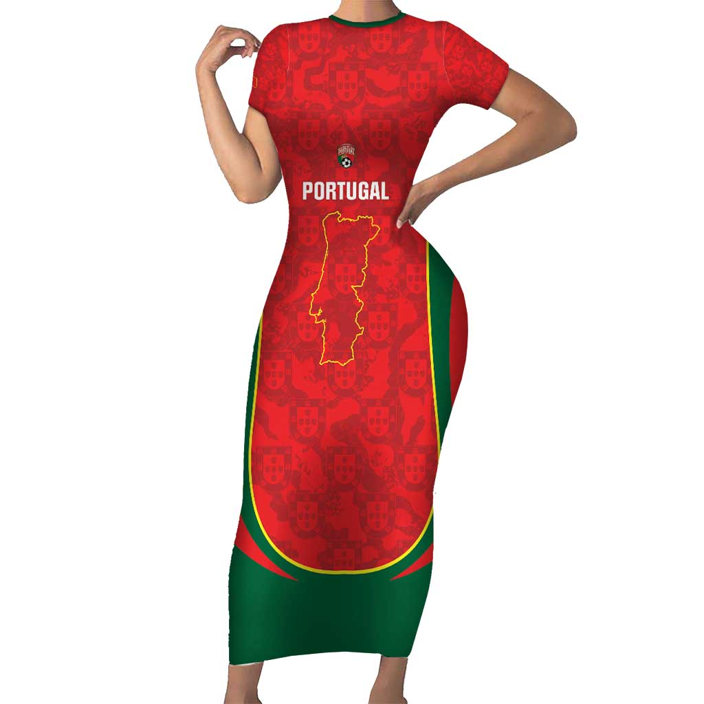 Custom Portugal Football Family Matching Short Sleeve Bodycon Dress and Hawaiian Shirt 2026 Come On Selecao das Quinas - Red - Wonder Print Shop