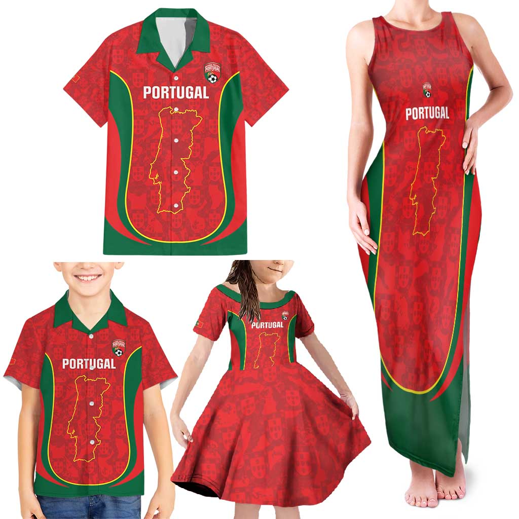 Custom Portugal Football Family Matching Tank Maxi Dress and Hawaiian Shirt 2026 Come On Selecao das Quinas - Red - Wonder Print Shop