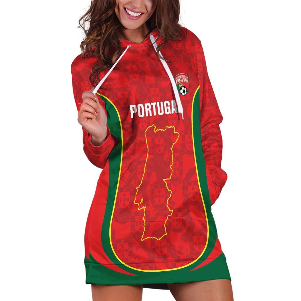 Custom Portugal Football Hoodie Dress 2026 Come On Selecao das Quinas - Red - Wonder Print Shop