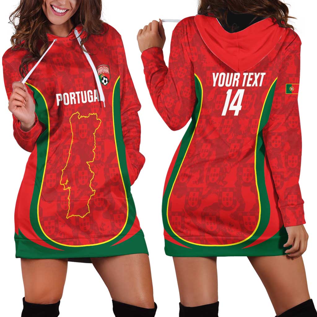 Custom Portugal Football Hoodie Dress 2026 Come On Selecao das Quinas - Red - Wonder Print Shop