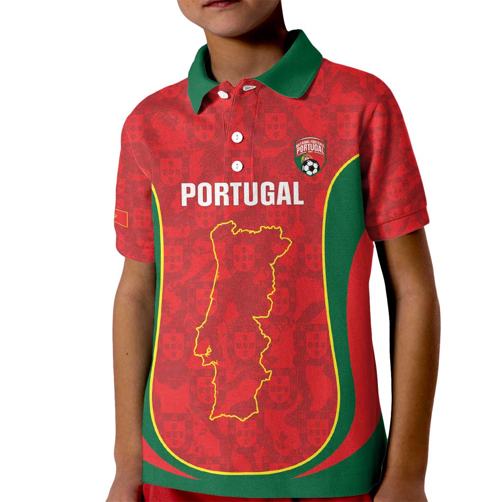 Custom Portugal Football Kid Polo Shirt 2026 Come On Selecao das Quinas - Red - Wonder Print Shop