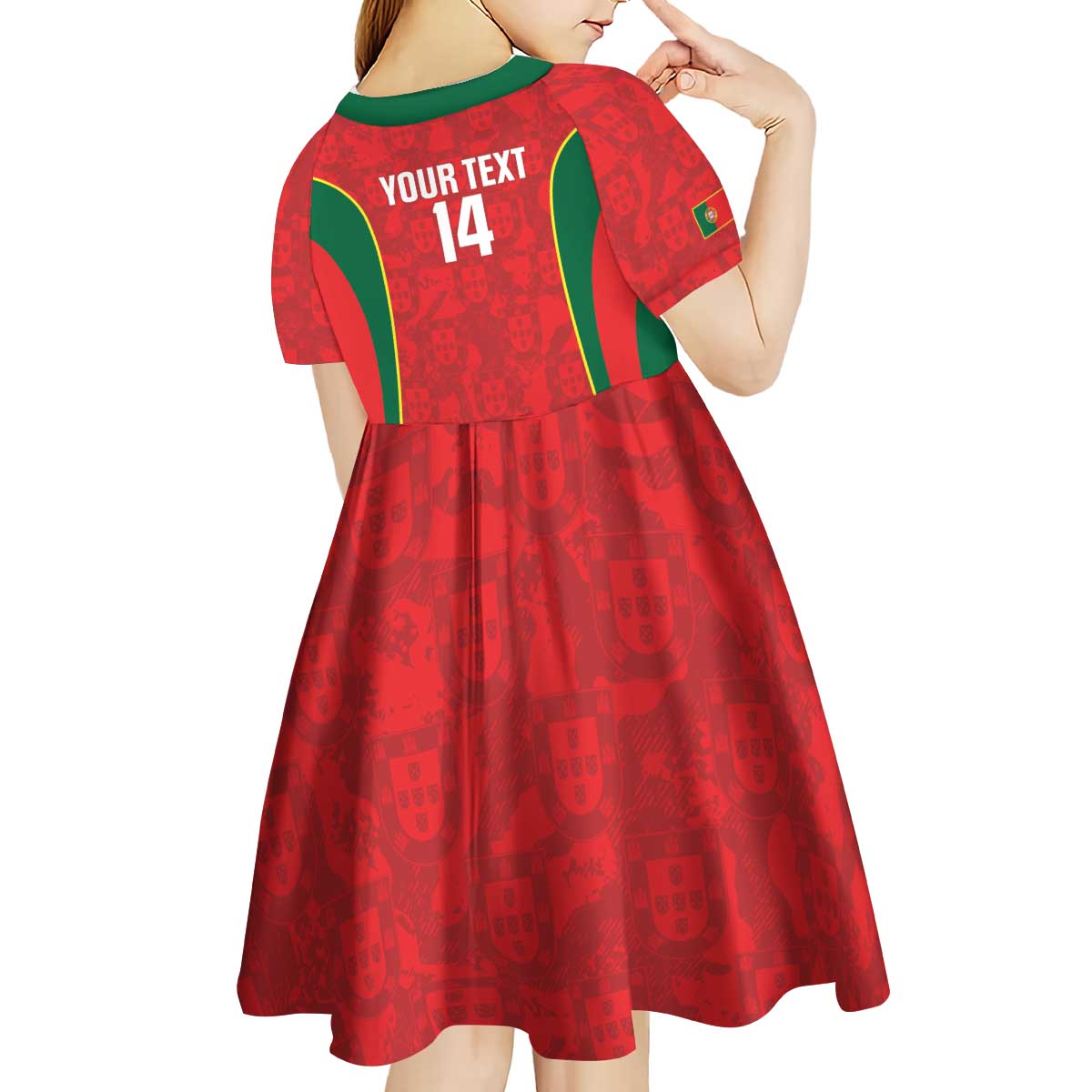 Custom Portugal Football Kid Short Sleeve Dress 2026 Come On Selecao das Quinas - Red - Wonder Print Shop
