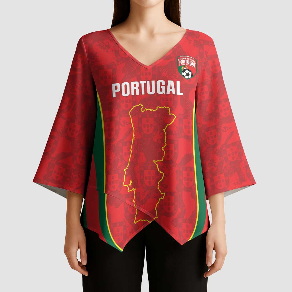 Custom Portugal Football Kimono Sleeve Blouse 2026 Come On Selecao das Quinas - Red - Wonder Print Shop