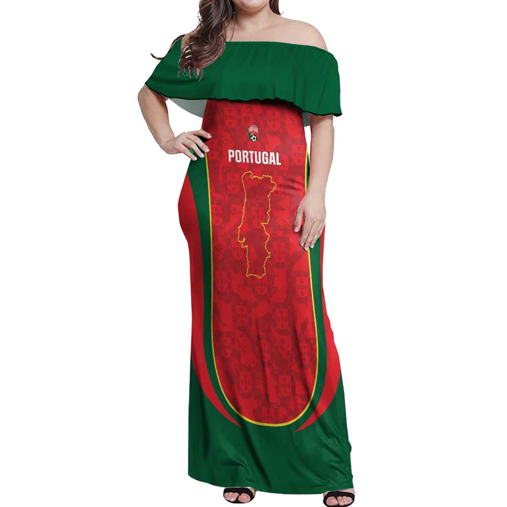 Custom Portugal Football Off Shoulder Maxi Dress 2026 Come On Selecao das Quinas - Red - Wonder Print Shop