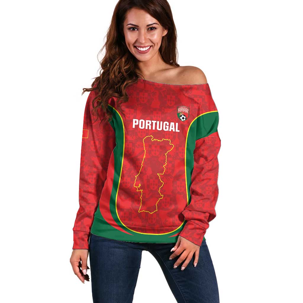 Custom Portugal Football Off Shoulder Sweater 2026 Come On Selecao das Quinas - Red - Wonder Print Shop