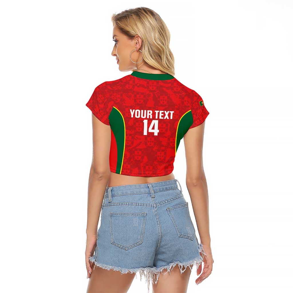 Custom Portugal Football Raglan Cropped T Shirt 2026 Come On Selecao das Quinas - Red - Wonder Print Shop