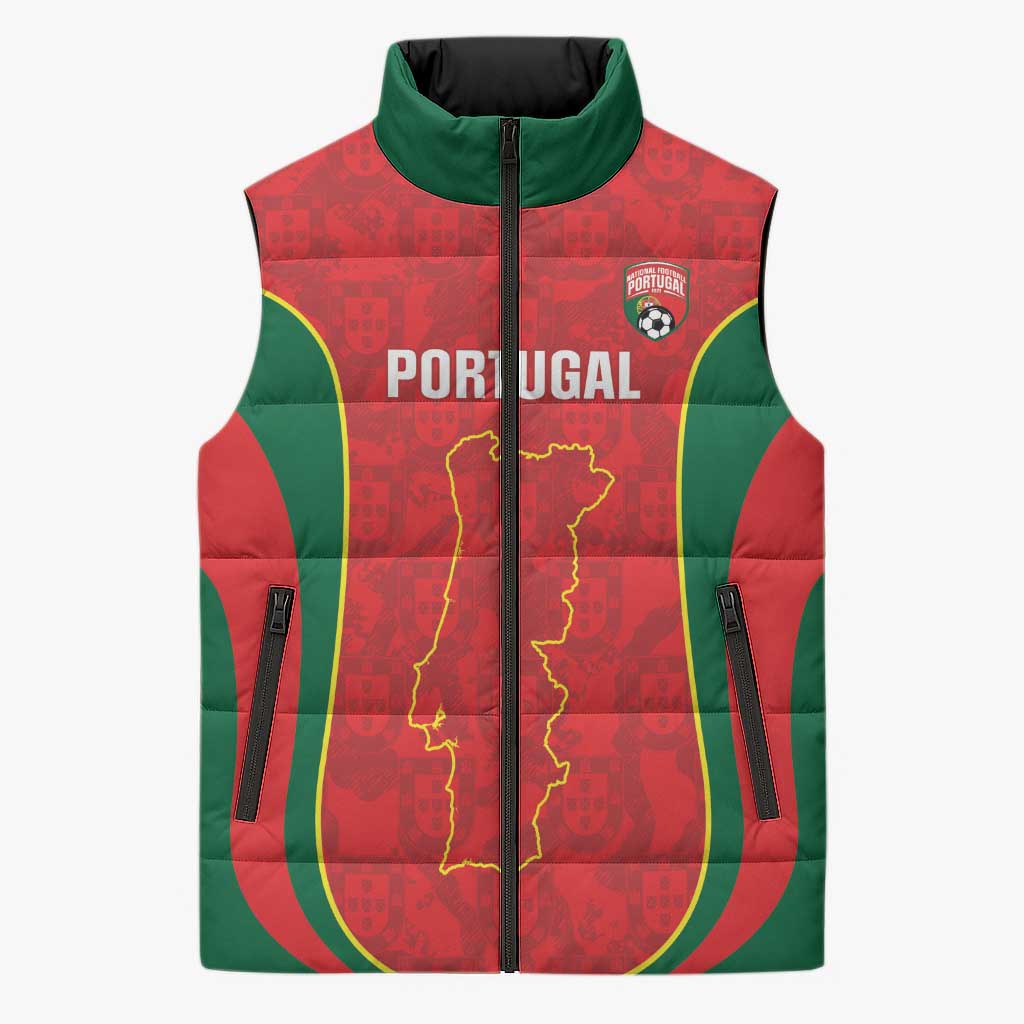 Custom Portugal Football Sleeveless Puffer Jacket 2026 Come On Selecao das Quinas - Red - Wonder Print Shop