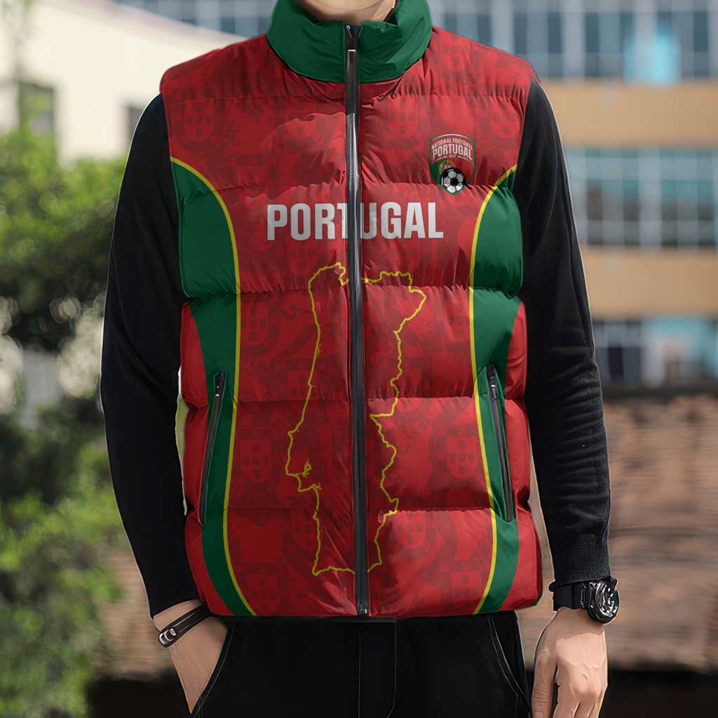 Custom Portugal Football Sleeveless Puffer Jacket 2026 Come On Selecao das Quinas - Red - Wonder Print Shop