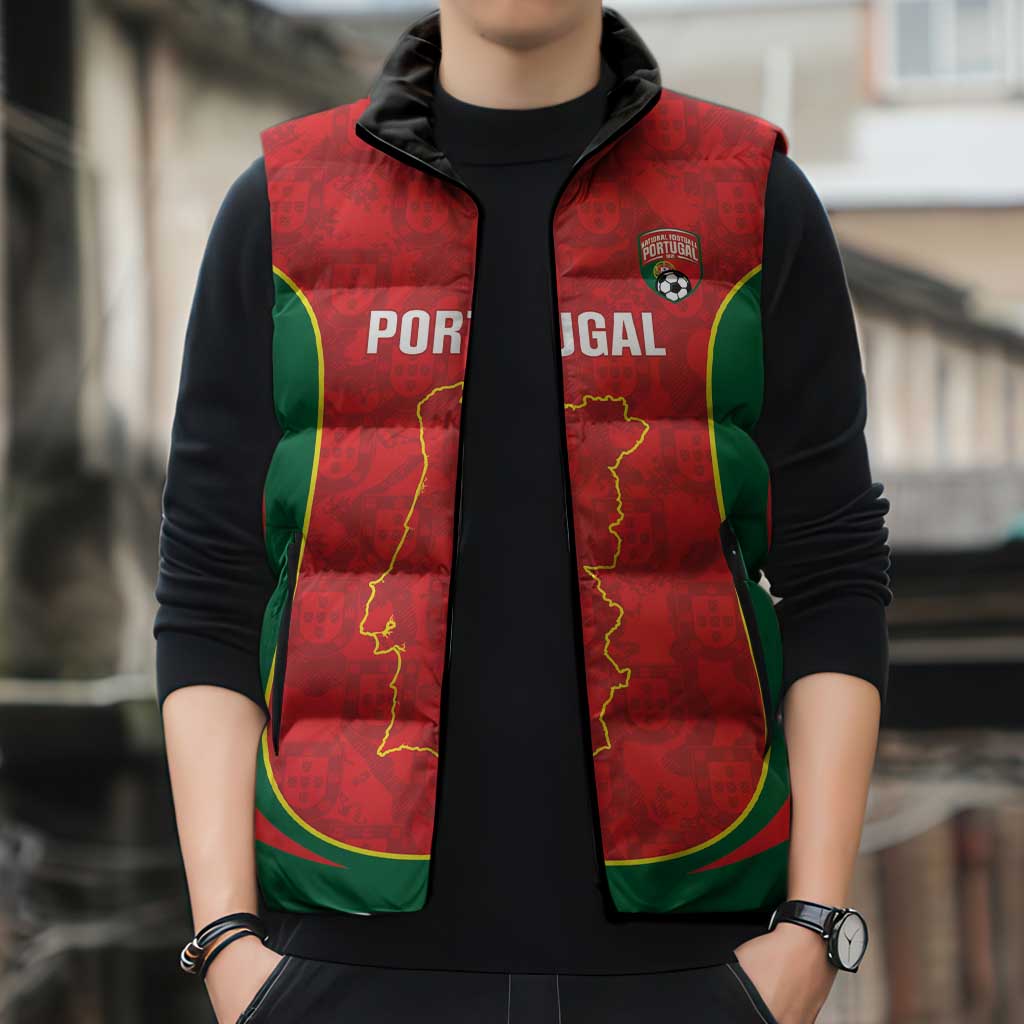 Custom Portugal Football Sleeveless Puffer Jacket 2026 Come On Selecao das Quinas - Red - Wonder Print Shop
