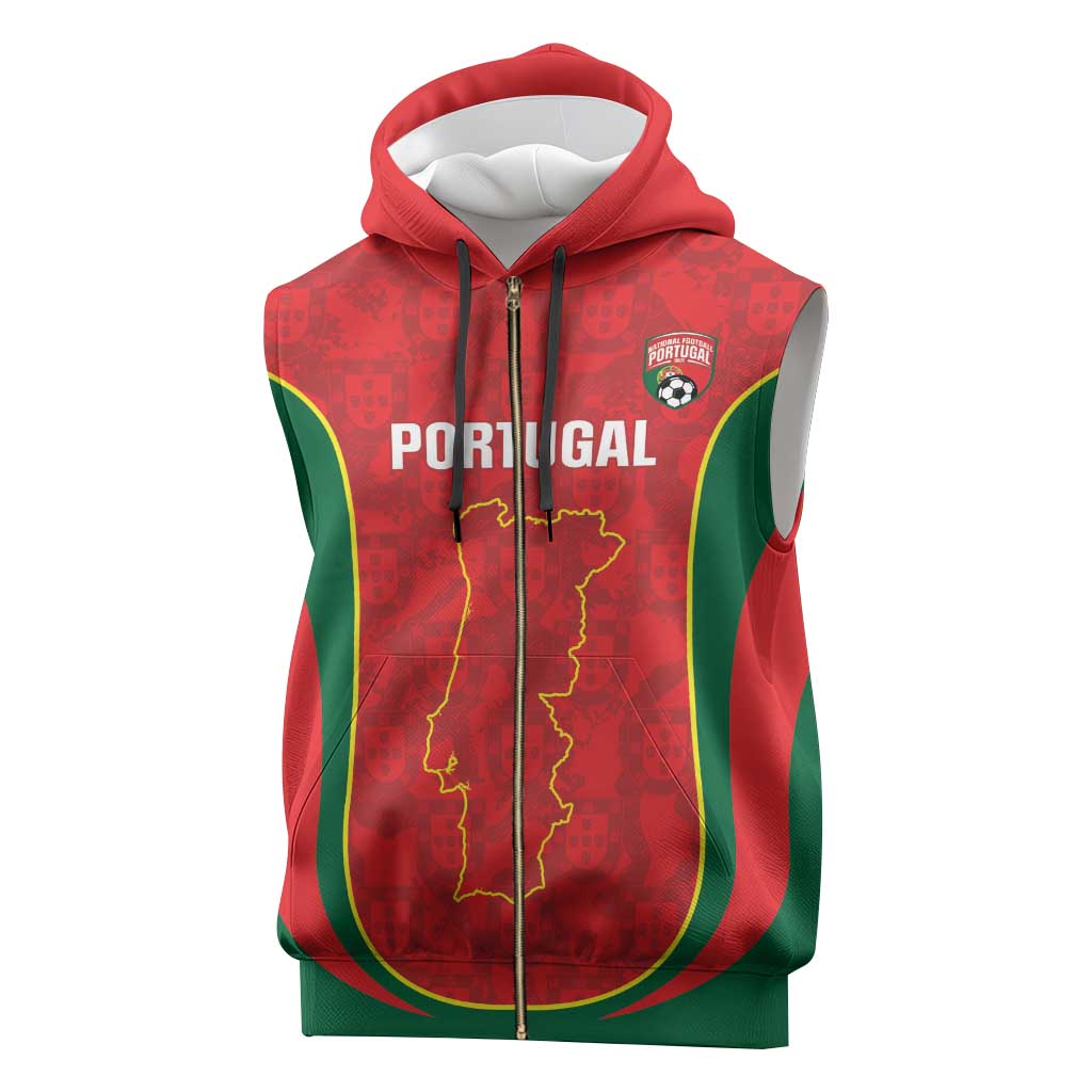Custom Portugal Football Sleeveless Zip Hoodie 2026 Come On Selecao das Quinas - Red - Wonder Print Shop