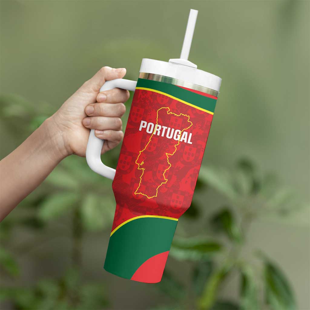 Custom Portugal Football Tumbler With Handle 2026 Come On Selecao das Quinas - Red - Wonder Print Shop