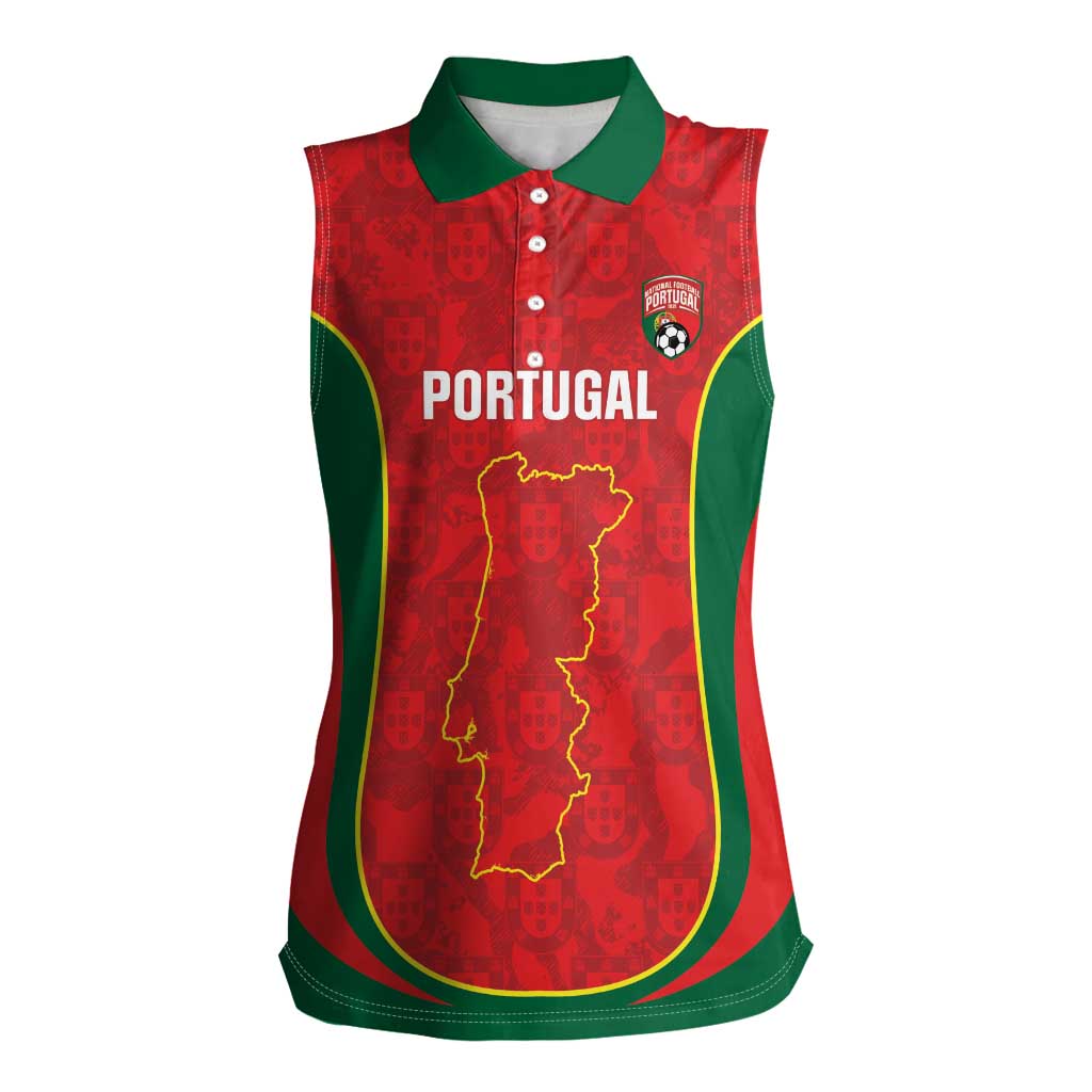 Custom Portugal Football Women Sleeveless Polo Shirt 2026 Come On Selecao das Quinas - Red - Wonder Print Shop