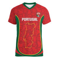 Custom Portugal Football Women V-Neck T-Shirt 2026 Come On Selecao das Quinas - Red - Wonder Print Shop
