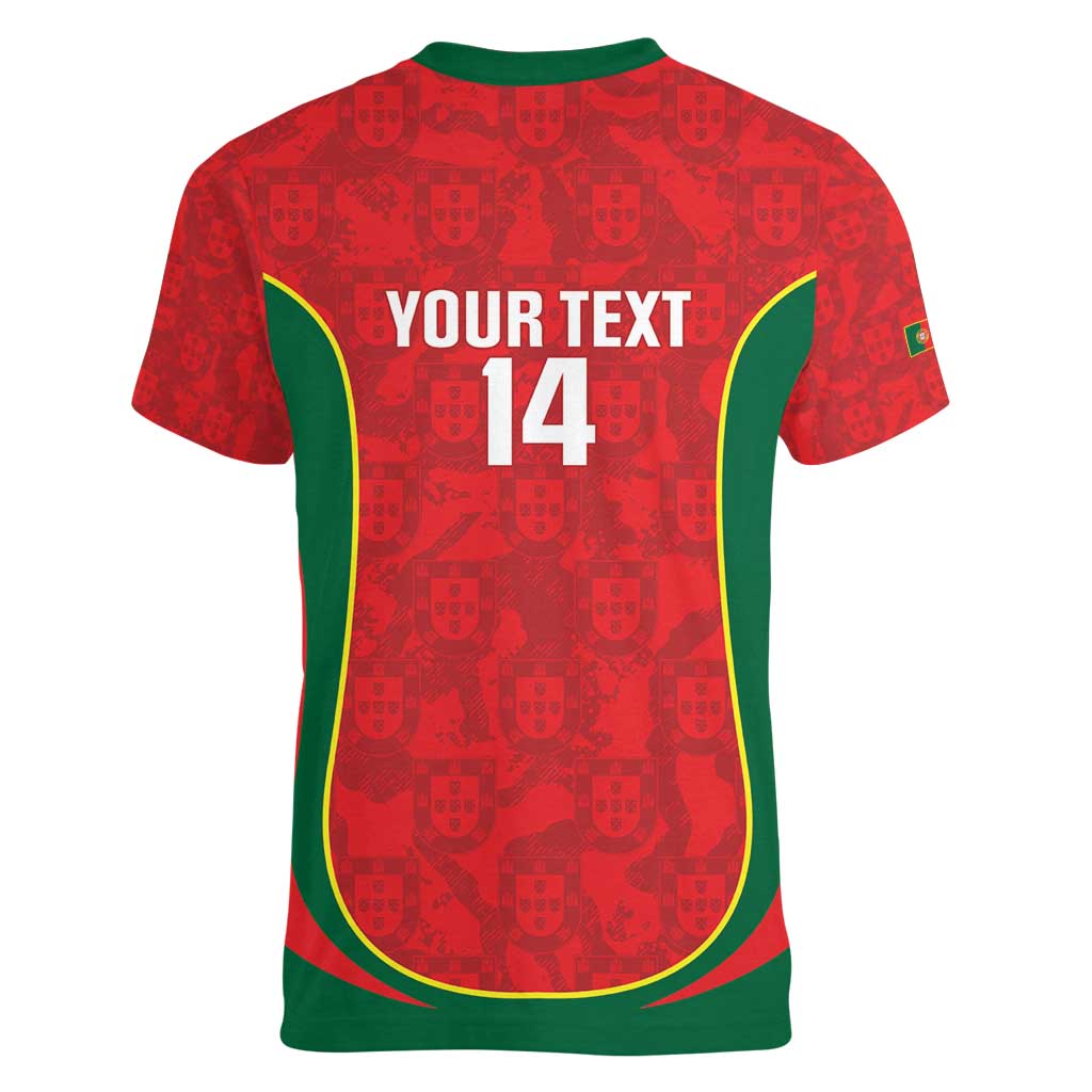 Custom Portugal Football Women V-Neck T-Shirt 2026 Come On Selecao das Quinas - Red - Wonder Print Shop