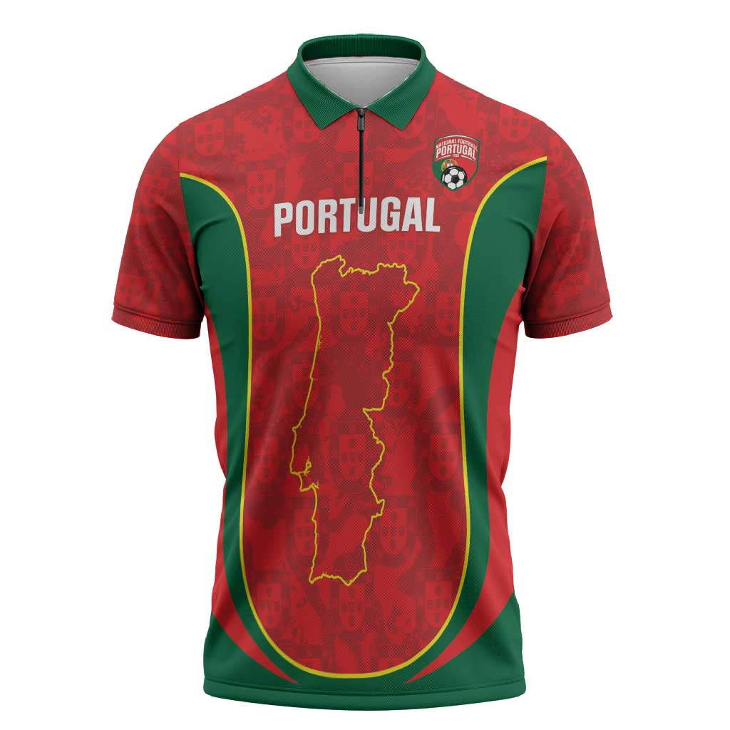 Custom Portugal Football Zipper Polo Shirt 2026 Come On Selecao das Quinas - Red - Wonder Print Shop