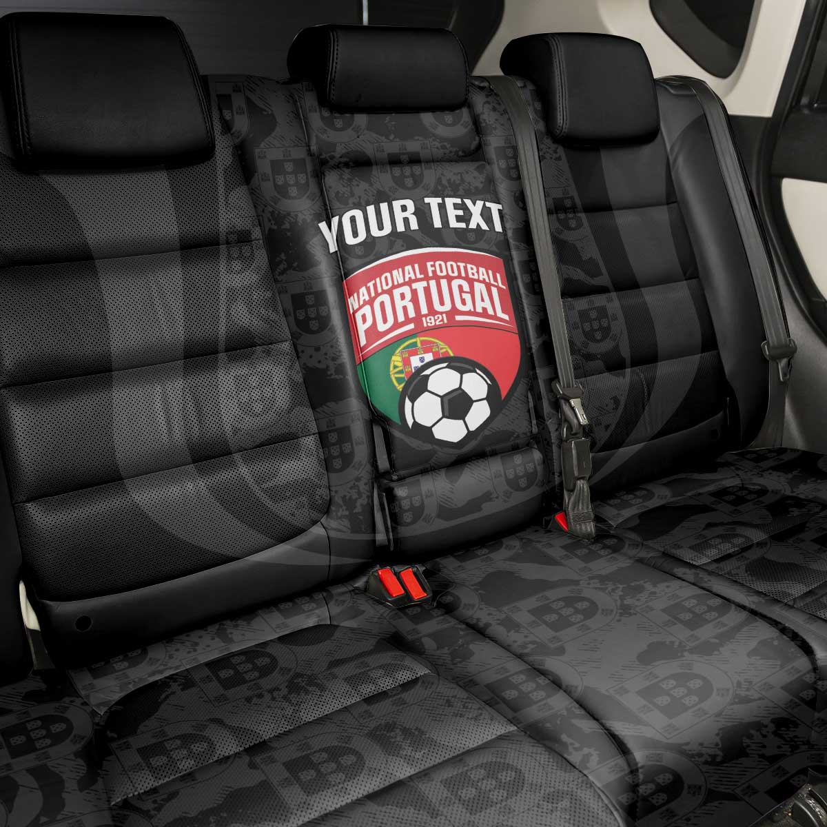 Custom Portugal Football Back Car Seat Cover 2026 Come On Selecao das Quinas - Black - Wonder Print Shop