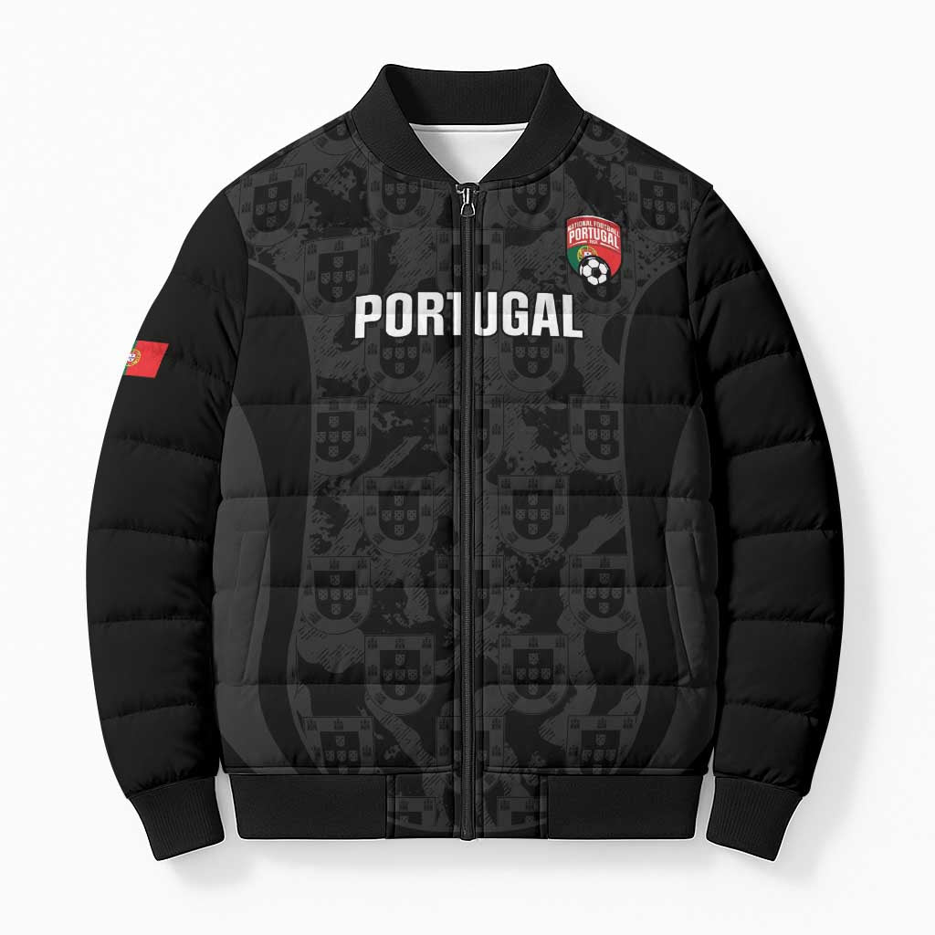 Custom Portugal Football Bomber Puffer Jacket 2026 Come On Selecao das Quinas - Black - Wonder Print Shop
