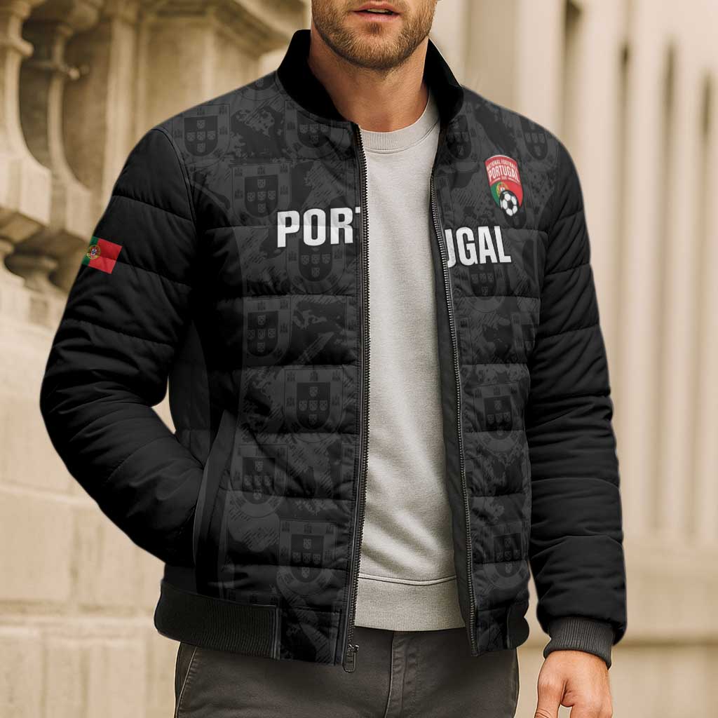 Custom Portugal Football Bomber Puffer Jacket 2026 Come On Selecao das Quinas - Black - Wonder Print Shop