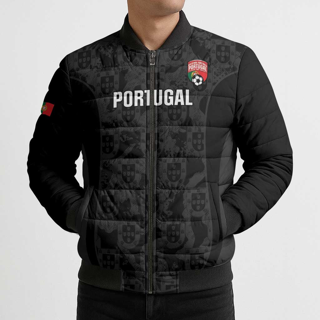 Custom Portugal Football Bomber Puffer Jacket 2026 Come On Selecao das Quinas - Black - Wonder Print Shop