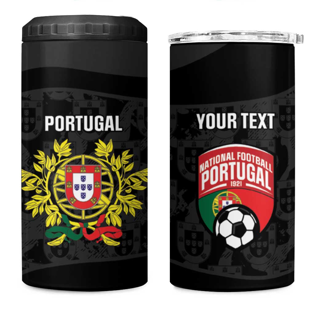 Custom Portugal Football 4 in 1 Can Cooler Tumbler 2026 Come On Selecao das Quinas - Black - Wonder Print Shop