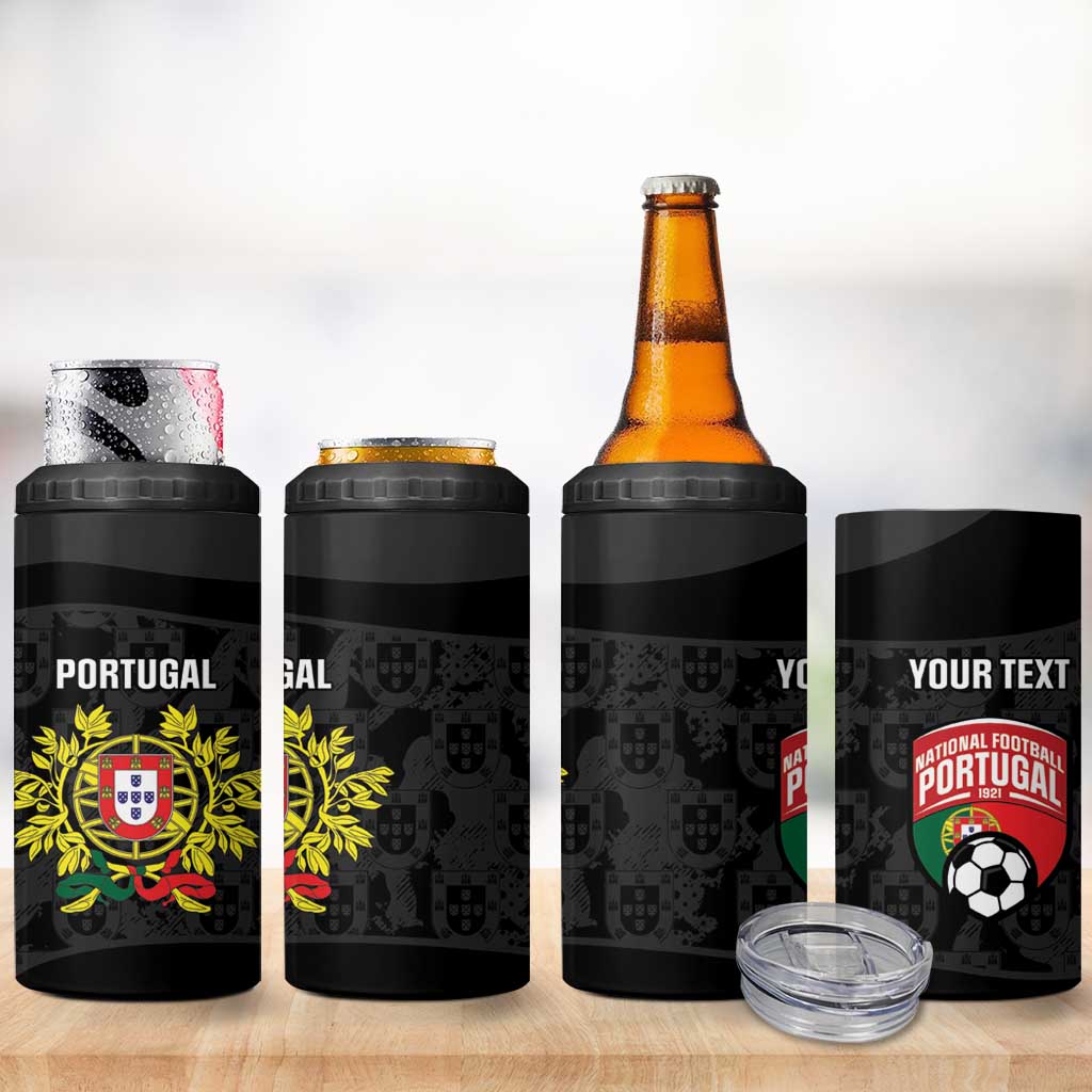 Custom Portugal Football 4 in 1 Can Cooler Tumbler 2026 Come On Selecao das Quinas - Black - Wonder Print Shop