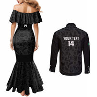 Custom Portugal Football Couples Matching Mermaid Dress and Long Sleeve Button Shirt 2026 Come On Selecao das Quinas - Black - Wonder Print Shop