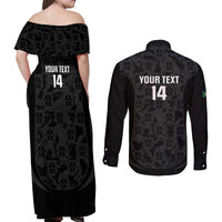 Custom Portugal Football Couples Matching Off Shoulder Maxi Dress and Long Sleeve Button Shirt 2026 Come On Selecao das Quinas - Black - Wonder Print Shop