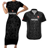 Custom Portugal Football Couples Matching Short Sleeve Bodycon Dress and Hawaiian Shirt 2026 Come On Selecao das Quinas - Black - Wonder Print Shop