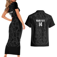 Custom Portugal Football Couples Matching Short Sleeve Bodycon Dress and Hawaiian Shirt 2026 Come On Selecao das Quinas - Black - Wonder Print Shop