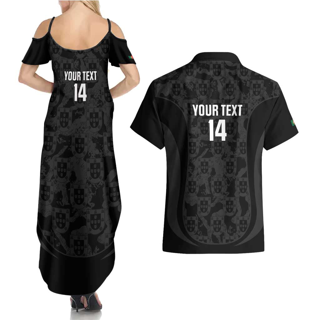 Custom Portugal Football Couples Matching Summer Maxi Dress and Hawaiian Shirt 2026 Come On Selecao das Quinas - Black - Wonder Print Shop