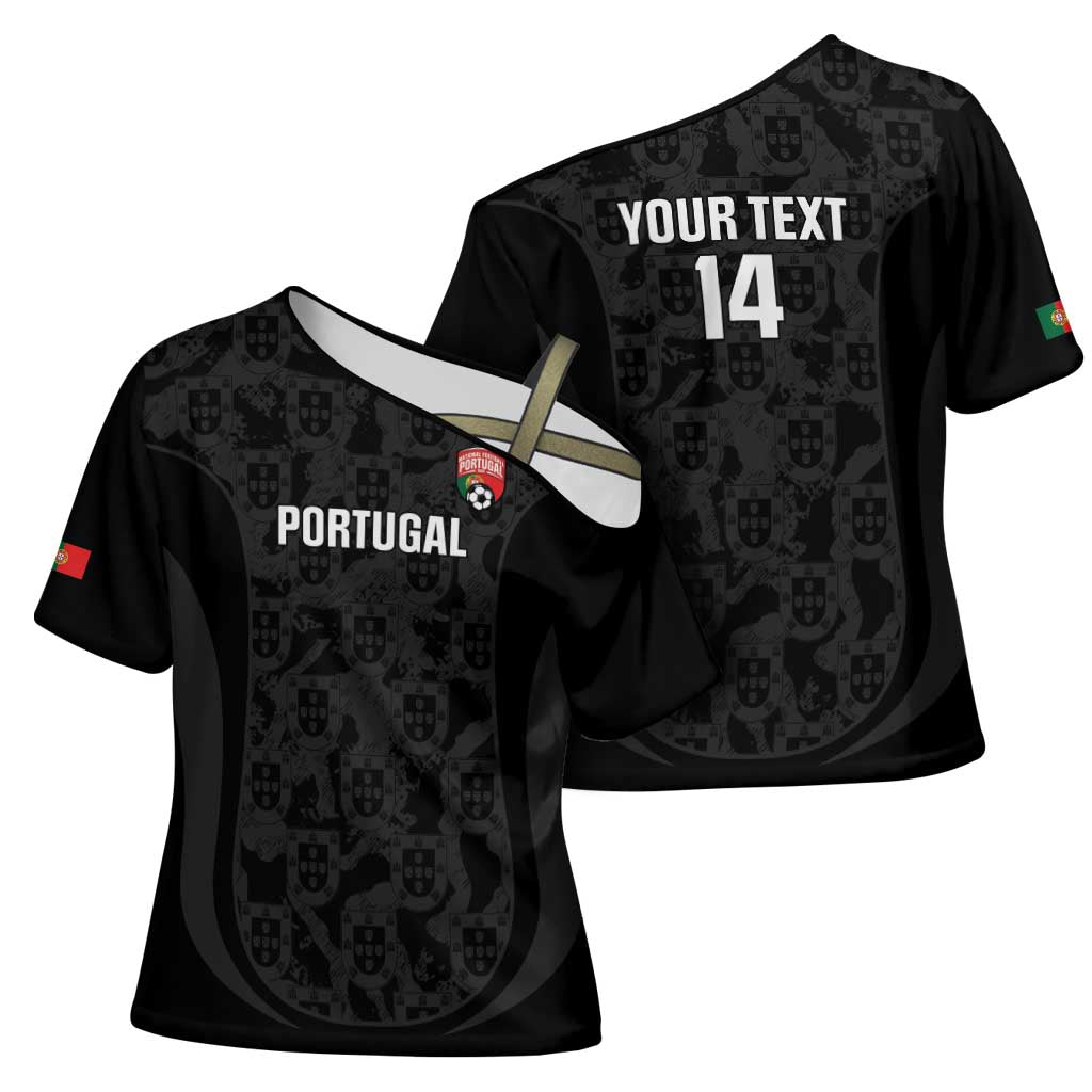 Custom Portugal Football Cross Shoulder Shirt 2026 Come On Selecao das Quinas - Black - Wonder Print Shop