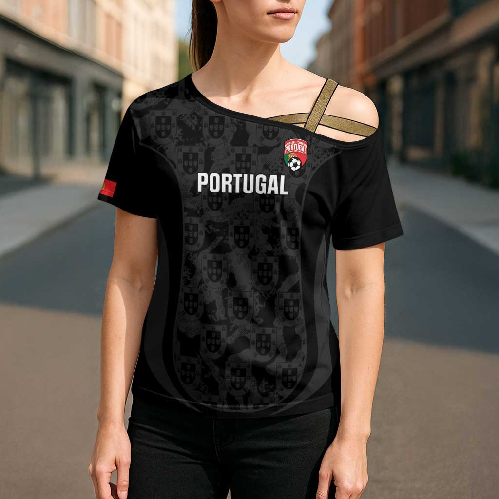 Custom Portugal Football Cross Shoulder Shirt 2026 Come On Selecao das Quinas - Black - Wonder Print Shop