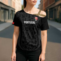 Custom Portugal Football Cross Shoulder Shirt 2026 Come On Selecao das Quinas - Black - Wonder Print Shop