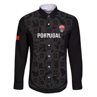 Custom Portugal Football Family Matching Off The Shoulder Long Sleeve Dress and Hawaiian Shirt 2026 Come On Selecao das Quinas - Black - Wonder Print Shop