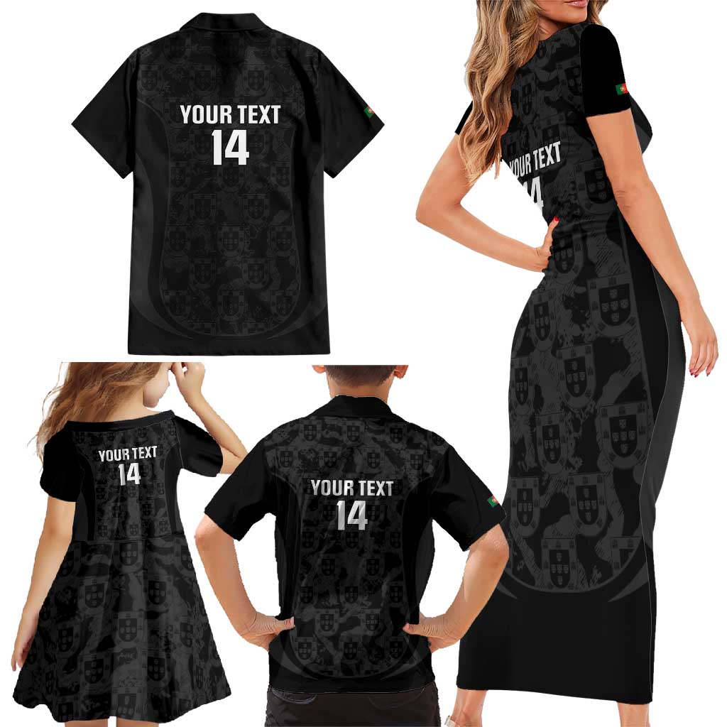 Custom Portugal Football Family Matching Short Sleeve Bodycon Dress and Hawaiian Shirt 2026 Come On Selecao das Quinas - Black - Wonder Print Shop