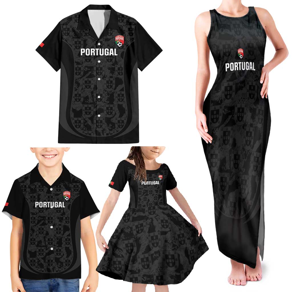 Custom Portugal Football Family Matching Tank Maxi Dress and Hawaiian Shirt 2026 Come On Selecao das Quinas - Black - Wonder Print Shop