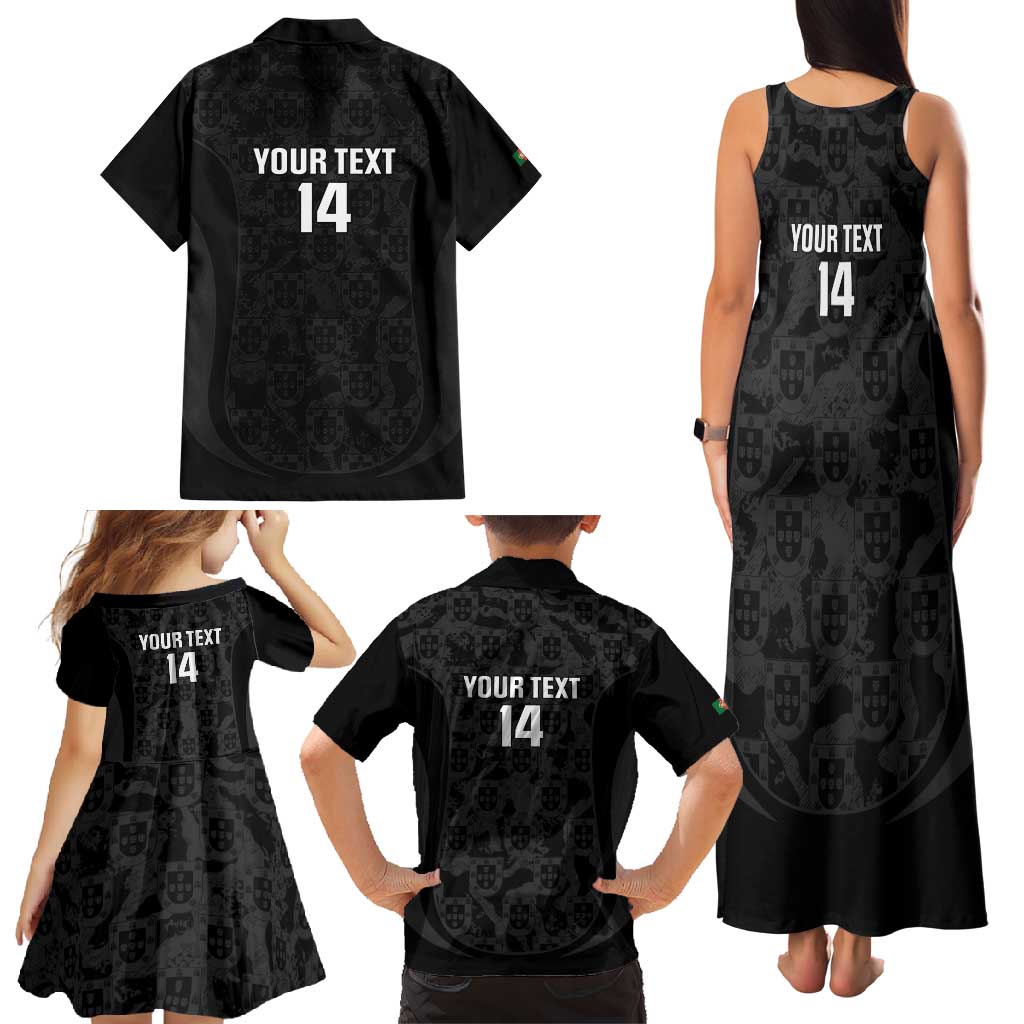 Custom Portugal Football Family Matching Tank Maxi Dress and Hawaiian Shirt 2026 Come On Selecao das Quinas - Black - Wonder Print Shop