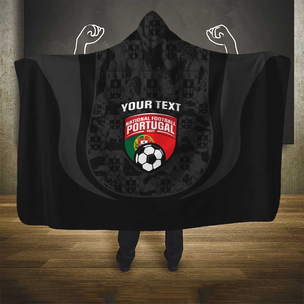 Custom Portugal Football Hooded Blanket 2026 Come On Selecao das Quinas - Black - Wonder Print Shop