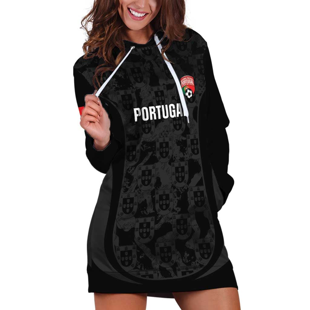 Custom Portugal Football Hoodie Dress 2026 Come On Selecao das Quinas - Black - Wonder Print Shop