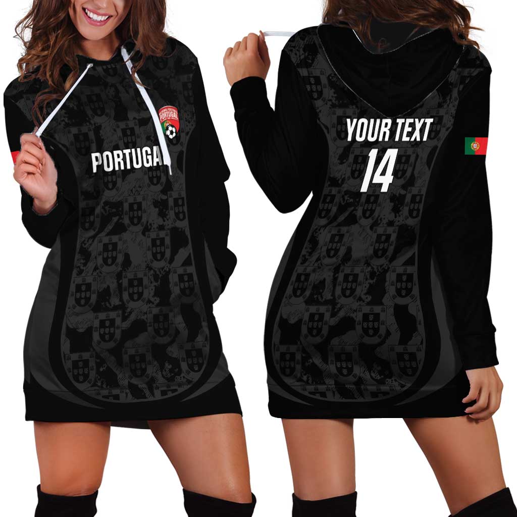 Custom Portugal Football Hoodie Dress 2026 Come On Selecao das Quinas - Black - Wonder Print Shop