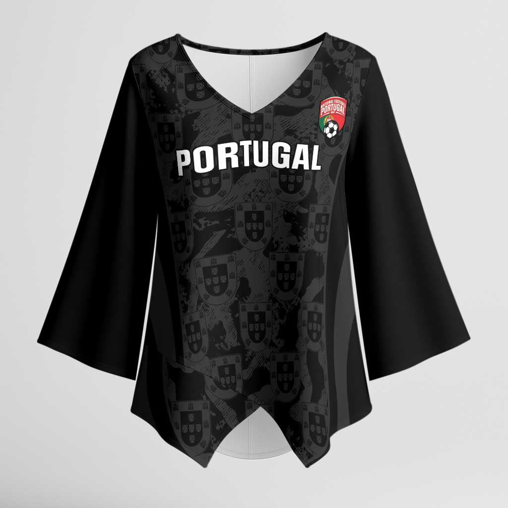 Custom Portugal Football Kimono Sleeve Blouse 2026 Come On Selecao das Quinas - Black - Wonder Print Shop